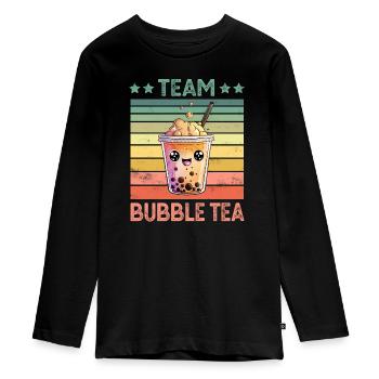 Thé à bulles - T-shirt manches longues Premium Ado - noir - Devant - AI Model Kid Female (0cm)