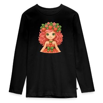 Strawberry girl power! 🍓 - Teenager Premium Organic Long Sleeve Shirt - black - Front - AI Model Kid Female (0cm)