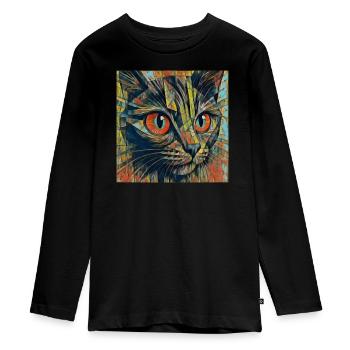 Yeux de chat colorés ART - T-shirt manches longues Premium Ado - noir - Devant - AI Model Kid Female (0cm)