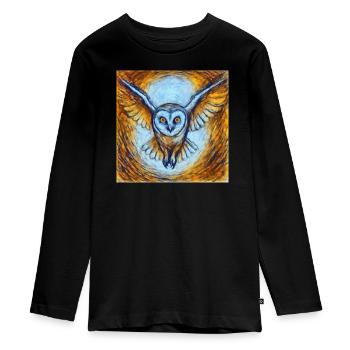 Hibou lumineux en vol - T-shirt manches longues Premium Ado - noir - Devant - AI Model Kid Female (0cm)