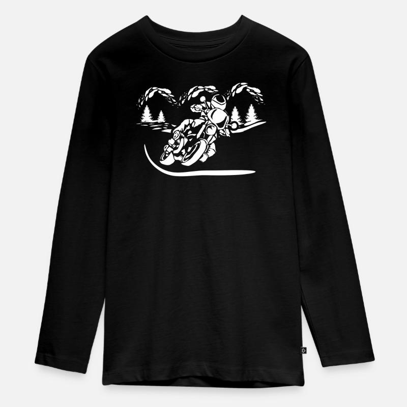 Motorcycle Forest Silhouette - Teenager Premium Organic Long Sleeve Shirt - black