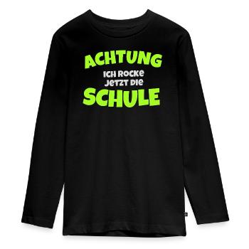 Achtung Schule Rockt Neon - Teenager Premium Bio Langarmshirt - Schwarz - Vorne - AI Model Kid Female (0cm)
