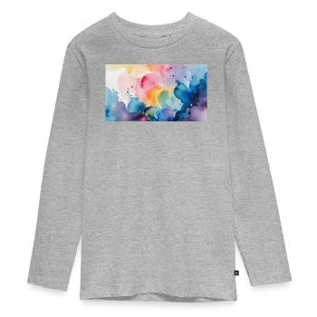 Aquarellfarben Explosion Kunst Design - Teenager Premium Bio Langarmshirt - Grau meliert - Vorne