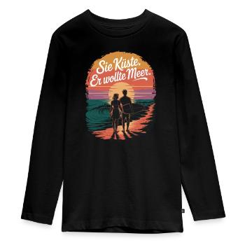Vous côte Il voulait mer plage amour vague surfeur - T-shirt manches longues Premium Ado - noir - Devant - AI Model Kid Female (0cm)