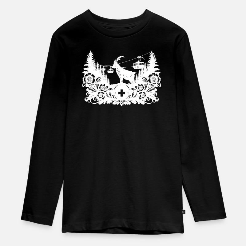 Steinbock_1_white_ - T-shirt manches longues Premium Ado - noir