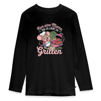 Just a mom who loves to grill - Teenager Premium Organic Long Sleeve Shirt - black - Front - AI Model Kid Female (0cm)