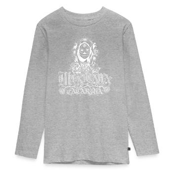 Mexicana Catarina blanc - T-shirt manches longues Premium Ado - gris chiné - Devant