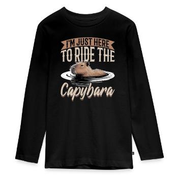 Drôle de Capybara - T-shirt manches longues Premium Ado - noir - Devant - AI Model Kid Female (0cm)