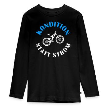 Gravel Bike KODITION STATT STROM Anti E-Bike  - Teenager Premium Bio Langarmshirt - Schwarz - Vorne - AI Model Kid Female (0cm)