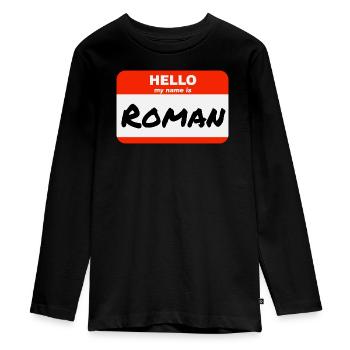 Bonjour, mon nom est romain Étiquette Étiquette - T-shirt manches longues Premium Ado - noir - Devant - AI Model Kid Female (0cm)