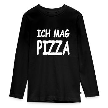 Pizza - Teenager Premium Bio Langarmshirt - Schwarz - Vorne - AI Model Kid Female (0cm)