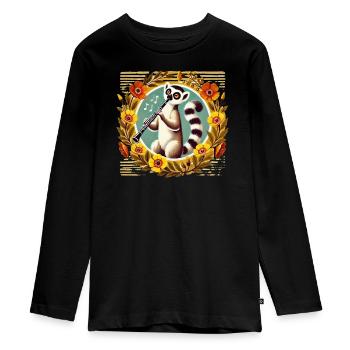 Lemur Klarinetten-Serenade - Teenager Premium Bio Langarmshirt - Schwarz - Vorne - AI Model Kid Female (0cm)