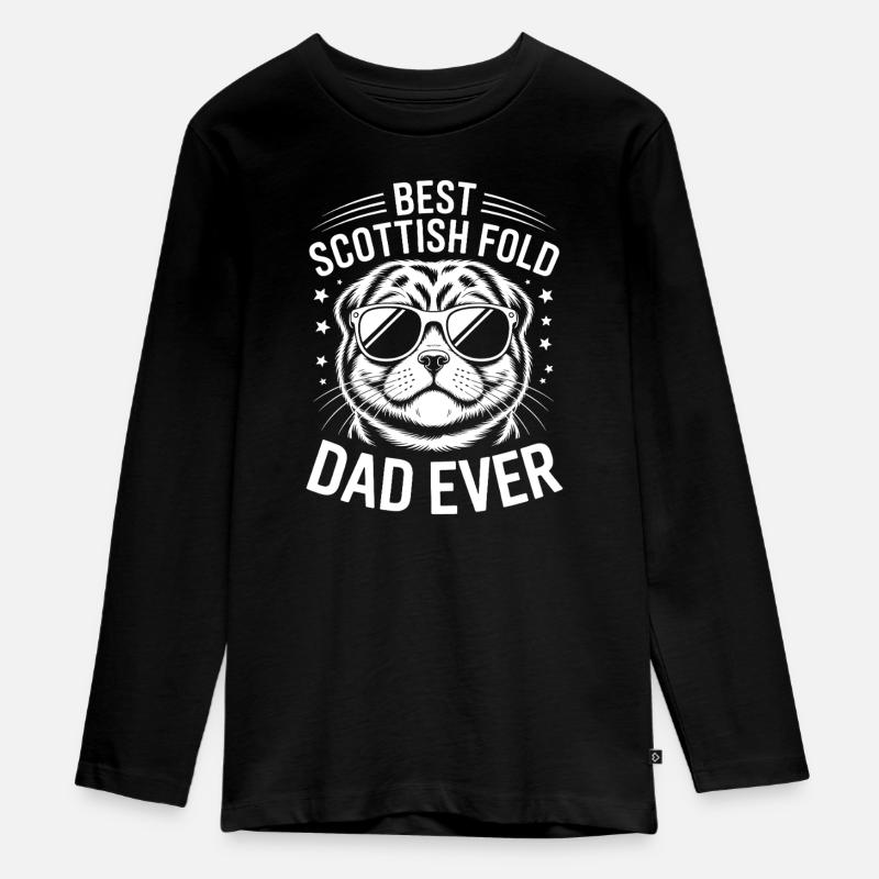 Cadeau Fold écossais Chats pliants écossais - T-shirt manches longues Premium Ado - noir