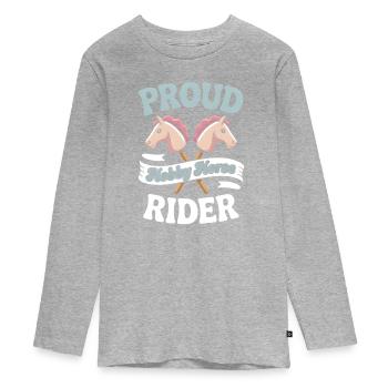 Hobby Horsing - Teenager Premium Bio Langarmshirt - Grau meliert - Vorne