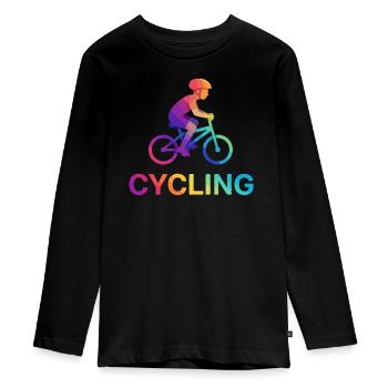Vibrant Gradient Cyclist Kid Child - Teenager Premium Bio Langarmshirt - Schwarz - Vorne - AI Model Kid Female (0cm)
