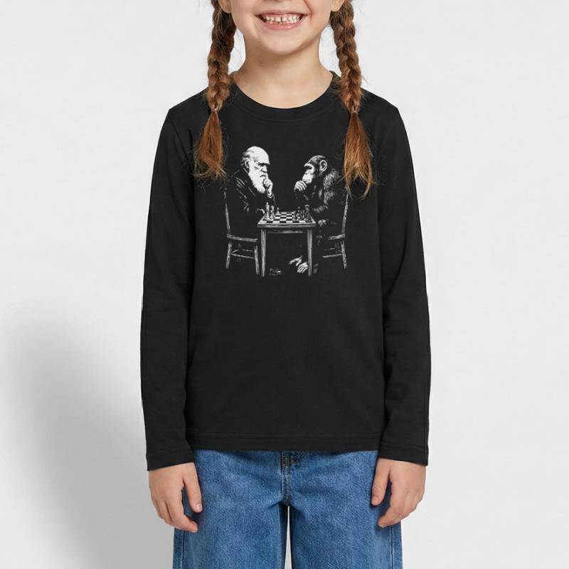 Darwin joue aux échecs avec un singe - Jeu d’évolution T-shirt manches longues Premium Ado