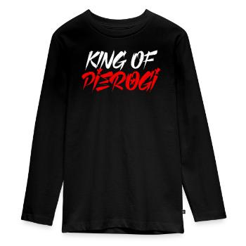 King of Pierogi - Teenager Premium Organic Long Sleeve Shirt - black - Front - AI Model Kid Female (0cm)