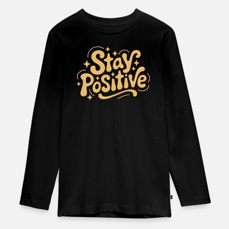 Reste positif, Retro Doodle - T-shirt manches longues Premium Ado - noir