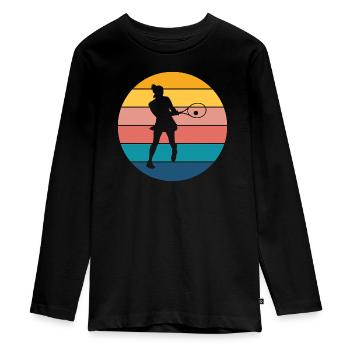 Tennis - Teenager Premium Bio Langarmshirt - Schwarz - Vorne - AI Model Kid Female (0cm)