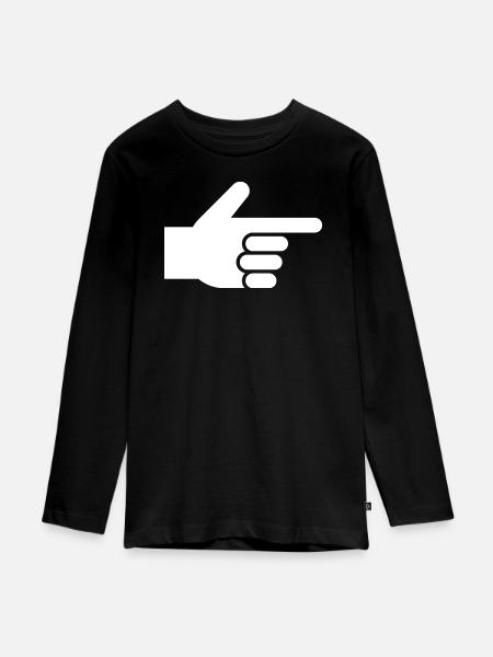 Hand, Zeigefinger, Zeiger - Teenager Premium Bio Langarmshirt - Schwarz