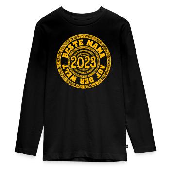 Mum 2023 - Teenager Premium Bio Langarmshirt - Schwarz - Vorne - AI Model Kid Female (0cm)