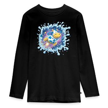 Éclaboussure de Vache Spatiale - T-shirt manches longues Premium Ado - noir - Devant - AI Model Kid Female (0cm)
