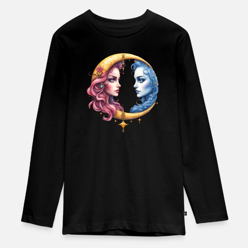 Lune jumelle : Visages dans Eclipse - T-shirt manches longues Premium Ado - noir