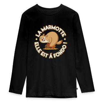 Groundhog cycling at full throttle - Teenager Premium Organic Long Sleeve Shirt - black - Front - AI Model Kid Female (0cm)