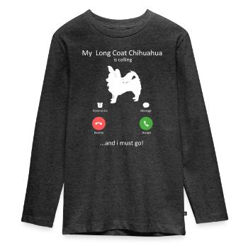 Long pelage Chihuahua appelant un chien drôle d’amoureux - T-shirt manches longues Premium Ado - anthracite chiné - Devant - AI Model Kid Female (0cm)