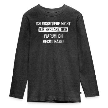 Je ne discute pas, j’explique juste pourquoi je - T-shirt manches longues Premium Ado - anthracite chiné - Devant - AI Model Kid Female (0cm)
