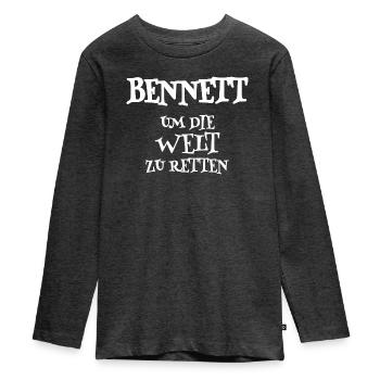 Retter Bennett - Teenager Premium Bio Langarmshirt - Anthrazit meliert - Vorne - AI Model Kid Female (0cm)