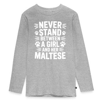 Dictons maltais Chiens Drôle de cadeau maltais - T-shirt manches longues Premium Ado - gris chiné - Devant