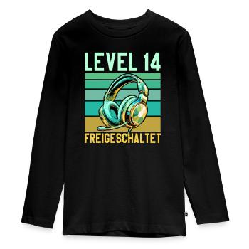 10e anniversaire garçon fille adolescent niveau 10 - T-shirt manches longues Premium Ado - noir - Devant - AI Model Kid Female (0cm)