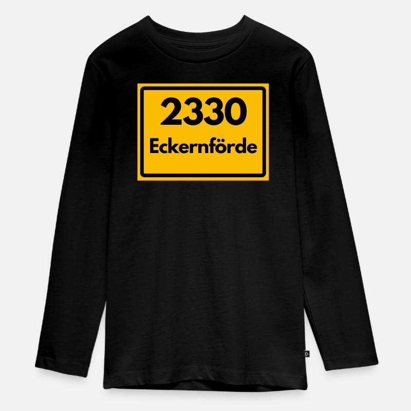 OLD POSTCODE POSTCODE RETRO 2330 ECKERNFÖRDE FJORD - Teenager Premium Organic Long Sleeve Shirt - black
