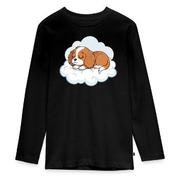 Dreamy Puppy on Cloud - Teenager Premium Organic Long Sleeve Shirt - black - Front - AI Model Kid Female (0cm)