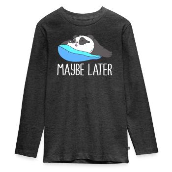Faul Prokrastination Faulenzer Faulheit - Teenager Premium Bio Langarmshirt - Anthrazit meliert - Vorne - AI Model Kid Female (0cm)