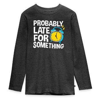 ProkrastinationFaul Faulheit Faulenzer - Teenager Premium Bio Langarmshirt - Anthrazit meliert - Vorne - AI Model Kid Female (0cm)