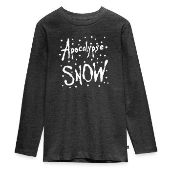 Apocalypse Snow – Ski-, Snowboard- und Humor-T-Shirt - Teenager Premium Bio Langarmshirt - Anthrazit meliert - Vorne - AI Model Kid Female (0cm)