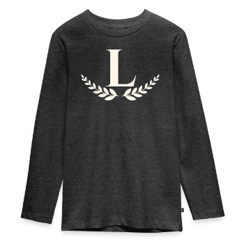 L - Teenager Premium Bio Langarmshirt - Anthrazit meliert - Vorne - AI Model Kid Female (0cm)