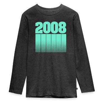 2008 - Teenager Premium Bio Langarmshirt - Anthrazit meliert - Vorne - AI Model Kid Female (0cm)