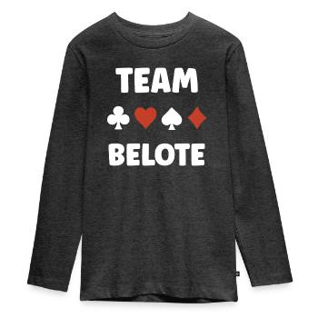 Belote - Teenager Premium Organic Long Sleeve Shirt - heather anthracite - Front - AI Model Kid Female (0cm)