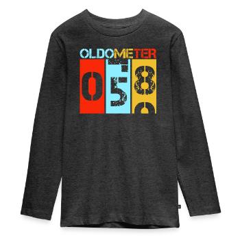 Oldometer 58 Retro Vintage Birthday Level Up - Teenager Premium Organic Long Sleeve Shirt - heather anthracite - Front - AI Model Kid Female (0cm)