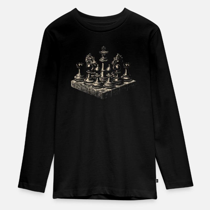 Conception vintage d’échecs pour les amateurs d’échecs classiques - T-shirt manches longues Premium Ado - noir