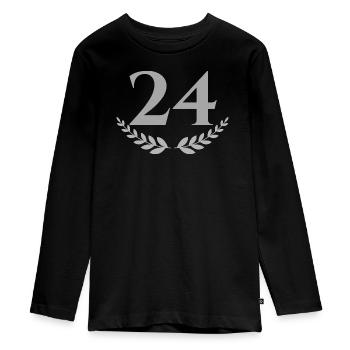24 - Teenager Premium Organic Long Sleeve Shirt - black - Front - AI Model Kid Female (0cm)