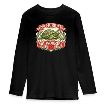 Pas de précipitation, pas de souci, tortue. - T-shirt manches longues Premium Ado - noir - Devant - AI Model Kid Female (0cm)