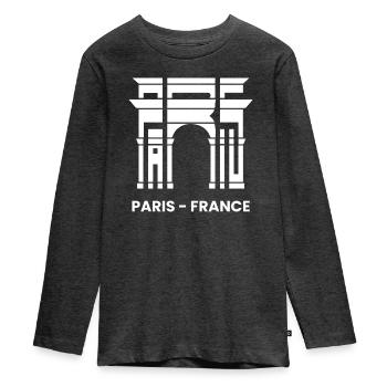 Paris France Arc de Triomphe French France Tourist - Teenager Premium Organic Long Sleeve Shirt - heather anthracite - Front - AI Model Kid Female (0cm)
