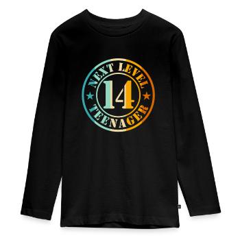 14. Geburtstag Junge Mädchen Teenager Level 14 - Teenager Premium Bio Langarmshirt - Schwarz - Vorne - AI Model Kid Female (0cm)