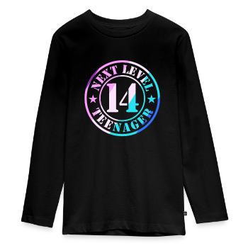 14. Geburtstag Junge Mädchen Teenager Level 14 - Teenager Premium Bio Langarmshirt - Schwarz - Vorne - AI Model Kid Female (0cm)