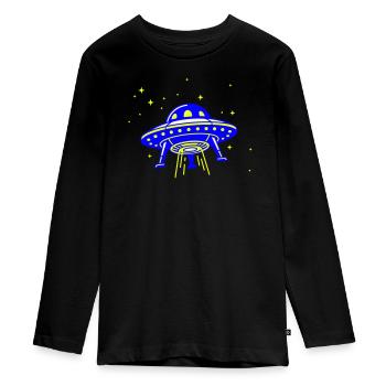 UFO – Visit from another galaxy - Teenager Premium Organic Long Sleeve Shirt - black - Front - AI Model Kid Female (0cm)