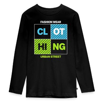 Neon-Quadrate Urban Street Collage - Teenager Premium Bio Langarmshirt - Schwarz - Vorne - AI Model Kid Female (0cm)